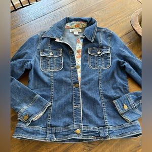 West Palm denim jacket with floral details.  Size Medium.